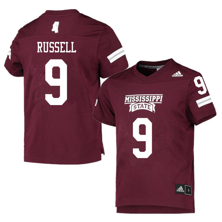Men #9 De'Monte Russell Mississippi State Bulldogs College Football Jerseys Sale-Maroon